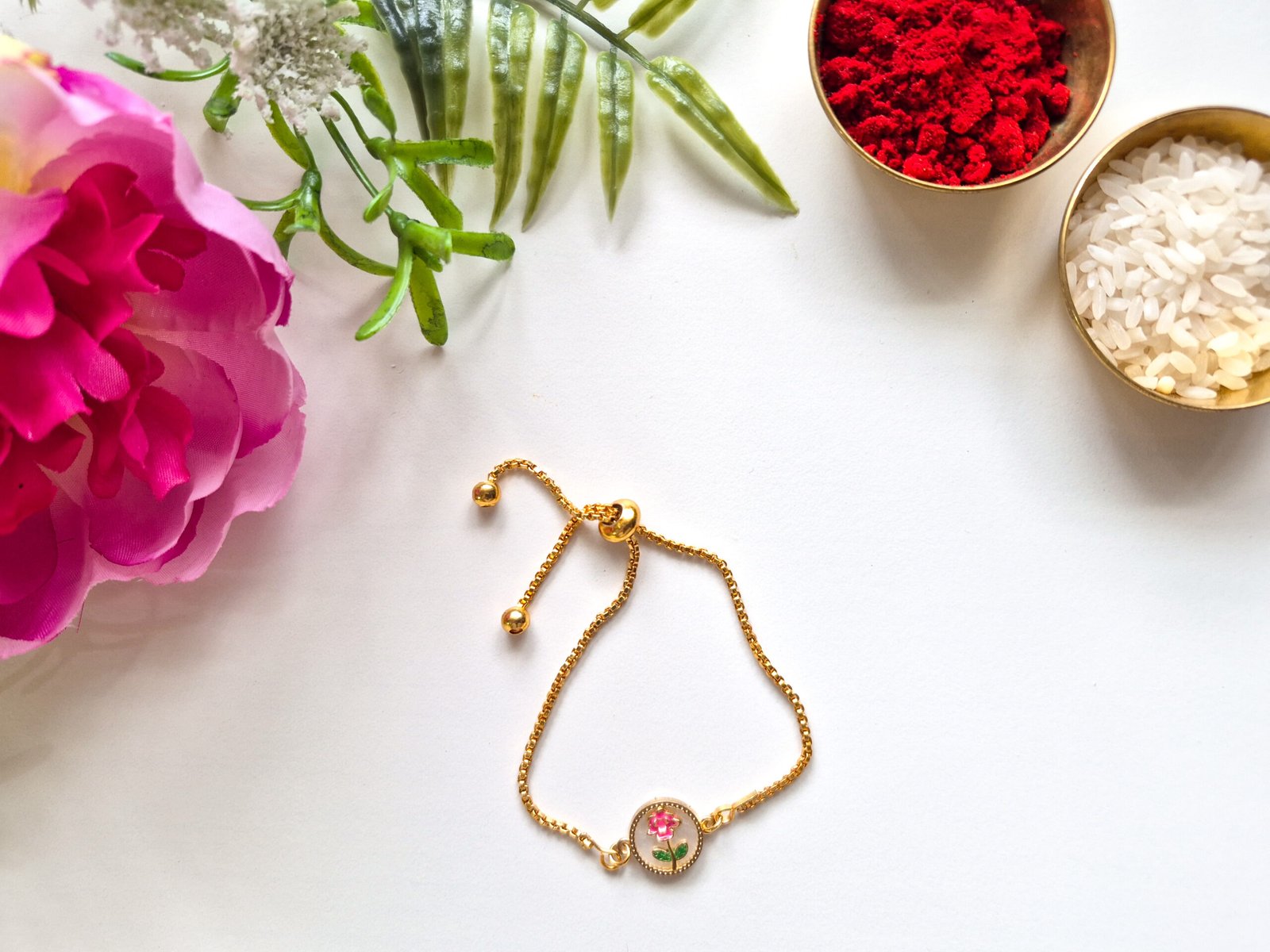 Flower Golden Chain Rakhi