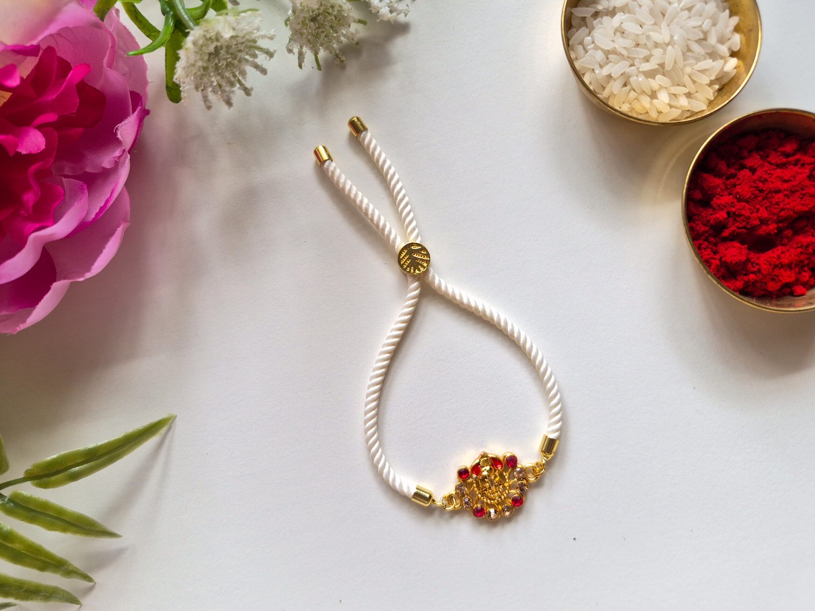 Lord Ganesha (Meenakari) Pull Bracelet Rakhi - Image 3